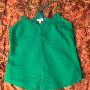 J. Crew Vibrant Green Scalloped Camisole